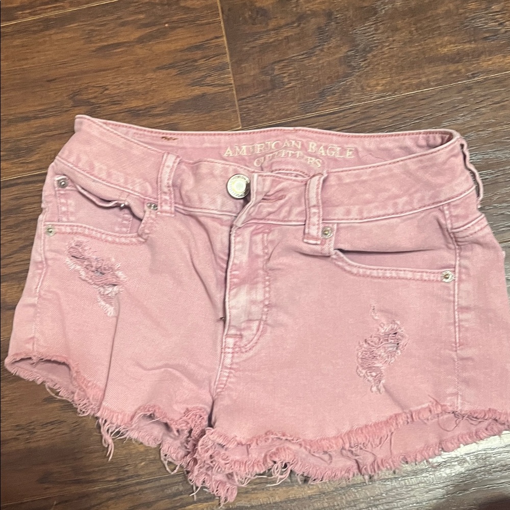American Eagle Outfitters Mauve Distressed Jean Shorts